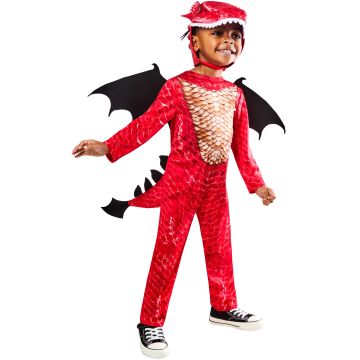 Kids Red Dragon Costume with Wings and Headpiece - Rubies Licensed