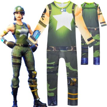 Kids tactical soldier jumpsuit with printed combat vest and cargo pants