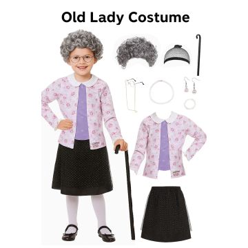 Kids Grandma Dress Up Costume – 100 Days of School Outfit tt1215