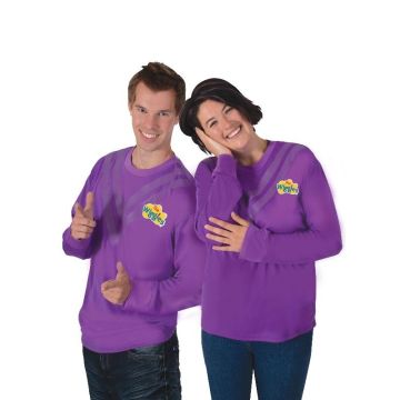 Vibrant purple Wiggles skivvy with light purple V-stripe design