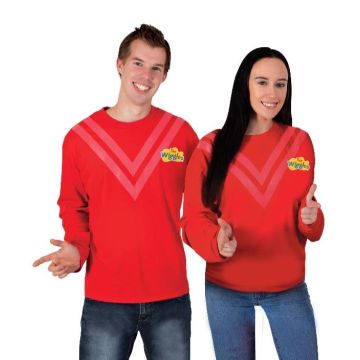 Red children's entertainer costume top with chevron design