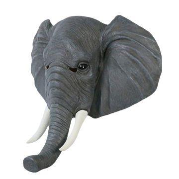 Adult Elephant Mask - Realistic Grey Latex Animal Head with Trunk and Tusks