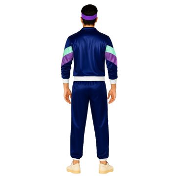 Adult 80s Shell Suit Costume Navy Blue Retro Tracksuit