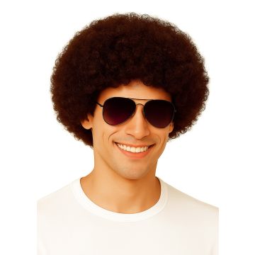 Brown Afro Wig Adult - 70s Disco Retro Costume Accessory