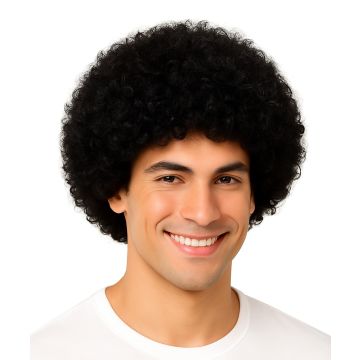 Adult black afro wig with full volume tight curls for 70s disco costume