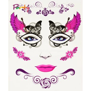 Day of the Dead Face Tattoo Design II - Ladies Sugar Skull Transfer