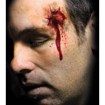 Trauma Shot Face Temporary Tattoo - Mens Halloween Horror Transfer