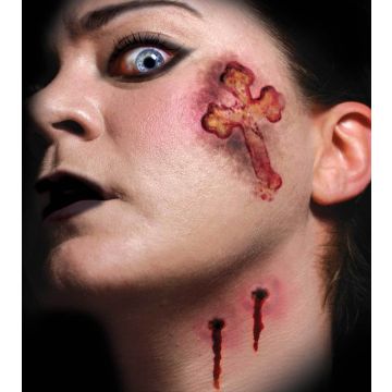 Vampire Kiss Face Temporary Tattoo - Halloween Horror Transfer