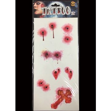 Vampire Kiss Face Temporary Tattoo - Halloween Horror Transfer