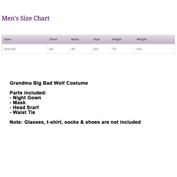Grandma Big Bad Wolf Granny Red Riding Hood Story Book Week Men Costume