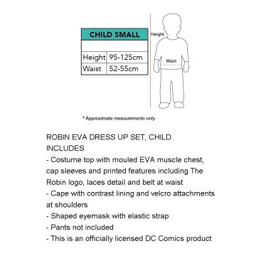 Kids Robin Costume with Muscle Chest, Cape and Mask - DC Superhero Outfit