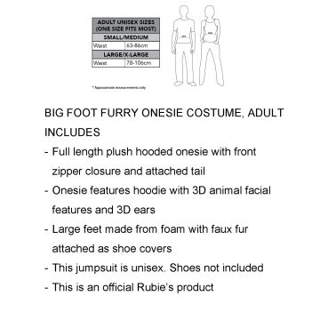 Adult Big Foot Sasquatch Onesie Costume with Hood and Foam Feet