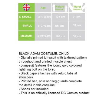 Boys Black Adam Deluxe Costume with Cape - DC Comics Superhero Jumpsuit