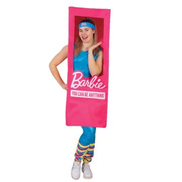 Adult Barbie Doll Box Costume - Hot Pink Package Wrapper with Face Window