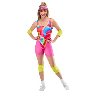 Women’s Barbie Rollerskate Costume – Neon 80s Dress-Up Outfit 