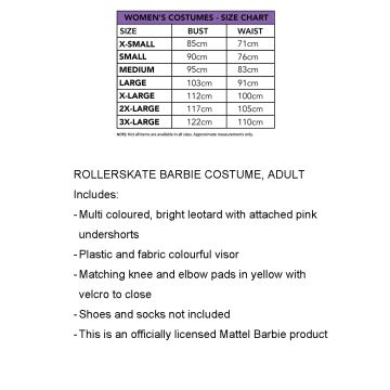 Adult Barbie Rollerskate Costume - 80s Aerobics Leotard with Visor & Pads