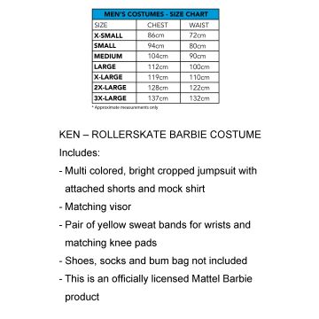 Licensed Ken Barbie Rollerblading Costume - Mens Retro Neon Sportswear Jumpsuit