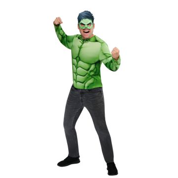 Adult Hulk Muscle Costume Top & Mask - Marvel Superhero Set
