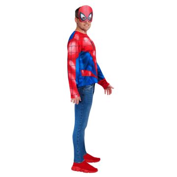 Adult Spider-Man Costume Top and Mask Set - Marvel Superhero Shirt with Web Print