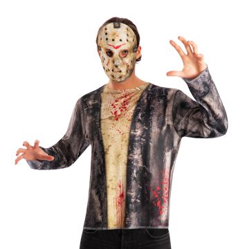 Adult Jason Voorhees Costume - Friday the 13th Hockey Mask & Printed Top