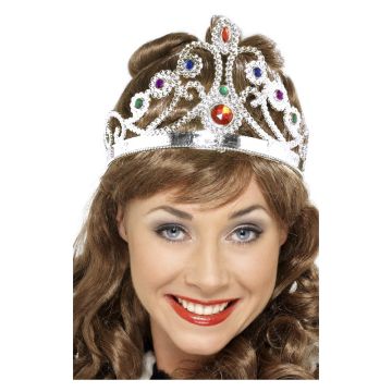 Adult Medieval Queen Crown Headband - Gold or Silver Jewelled Costume Accessory