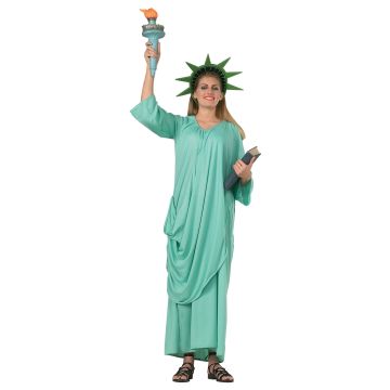 Adult Statue of Liberty Costume – Green Dress & Crown
