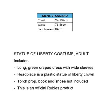 Adult Statue of Liberty Costume - Lady Liberty Dress with Crown