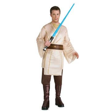Adult Jedi Knight Star Wars costume with cream tunic and brown belt