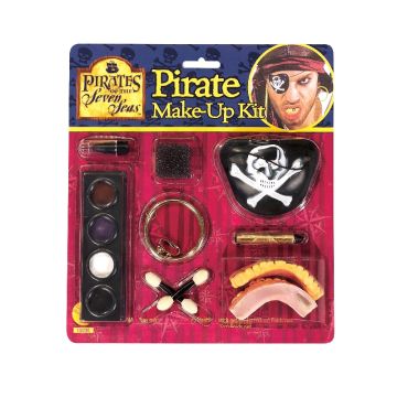 Adult Pirate Makeup Kit with Eye Patch, Rotten Teeth & Gold Earring