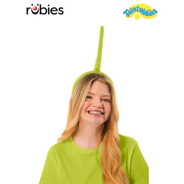 Adult Dipsy Teletubbies headband with lime green felt and straight antenna