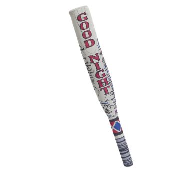 Harley Quinn foam baseball bat with Good Night lettering and striped grip