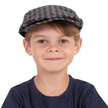 Kids Flat Cap - Grey Plaid Newsboy Hat for Boys Victorian Costume
