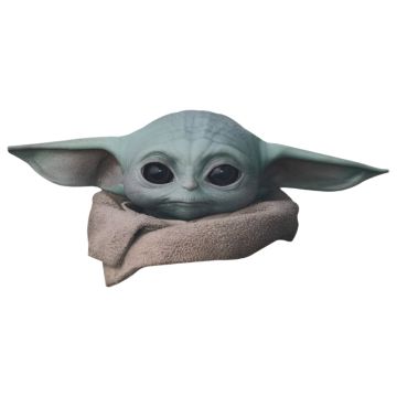 The Child Grogu oversized EVA mask with large ears and tan robe collar