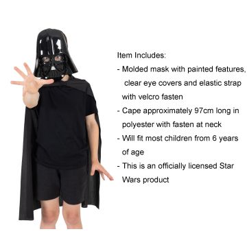 Kids Darth Vader Mask and Cape Set - Star Wars Costume Accessory