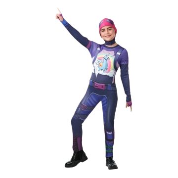 Youth Fortnite Brite Bomber Costume - Licensed Jumpsuit with Snood & Accessories