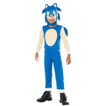 Kids Sonic the Hedgehog Costume with Headpiece - Licensed Blue Speedster Jumpsuit