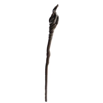 Gandalf the Grey wizard staff with gnarled twisted crown and wood grain texture