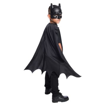 Kids Batman mask and cape set with scalloped bat-wing edges
