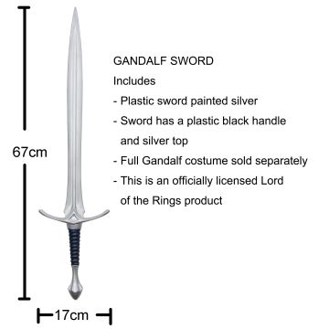 Licensed Gandalf Sword Prop - LOTR Wizard Accessory 67cm