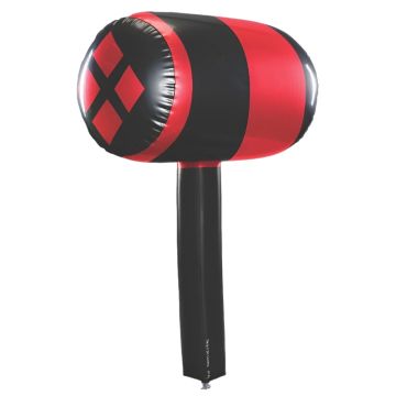 Harley Quinn inflatable mallet with red and black diamond pattern