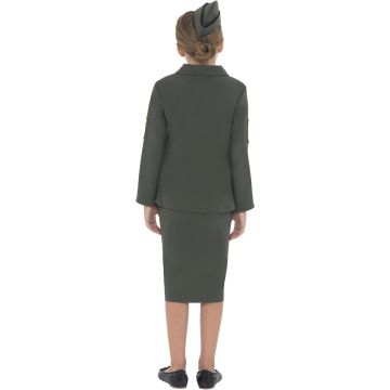 Kids Army Girl Costume - 1940s Military Uniform with Jacket, Skirt & Hat
