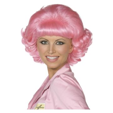 Adult 1950s Pink Beauty School Wig - Pastel Pink Bob with Curled Ends