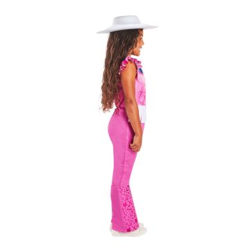 Girls Barbie Cowgirl Costume - Pink Western Jumpsuit with Hat & Necktie