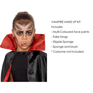 Kids Vampire Makeup Kit with Fangs - Halloween Face Paint Set