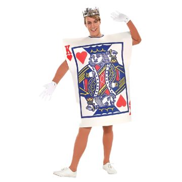 Adult King of Hearts Card Costume with Crown - Playing Card Tunic