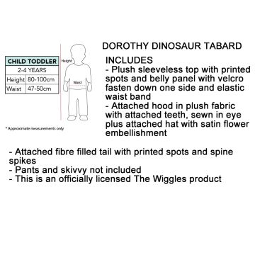 Dorothy Dinosaur Tabard The Wiggles Boys Girls Child Book Week Costume