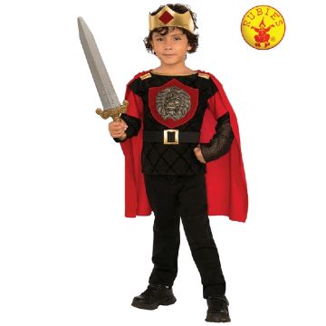 Boys Medieval Knight Costume with Crown and Cape - Lion Crest Warrior