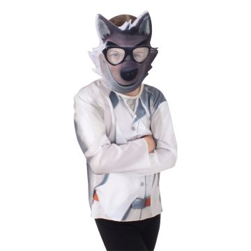 Digitally printed top showing white lab coat vest and belt details