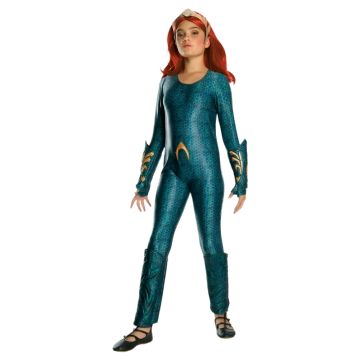 Child wearing Mera Aquaman superhero costume full body view
