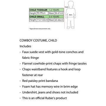 Kids Western Cowboy Costume - 4PC Wild West Rancher Set with Hat Vest Chaps